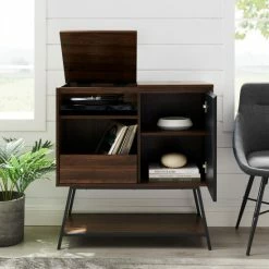 Budget ๐ Middlebrook Designs Middlebrook Record Player Accent Cabinet Dark Walnut / Black โ๏ธ