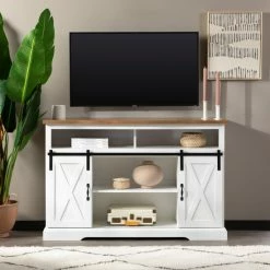 Budget ✔️ Middlebrook Designs Middlebrook 52-inch Highboy Sliding Barn Door TV Console Grey Wash ✔️