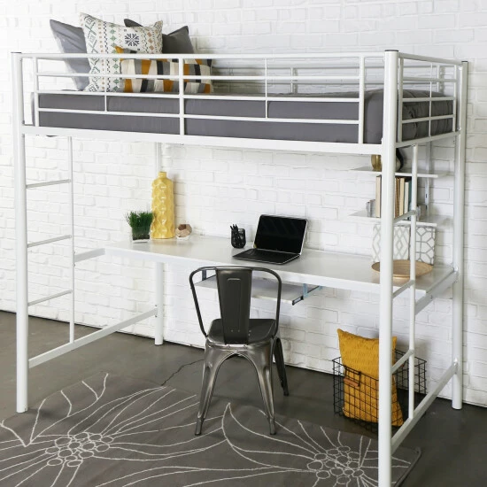 Best Sale ๐ฅ Middlebrook Designs Middlebrook Abner Twin Metal Loft Bed With Desk - White ๐ 3 Best Sale ๐ฅ Middlebrook Designs Middlebrook Abner Twin Metal Loft Bed With Desk - White ๐