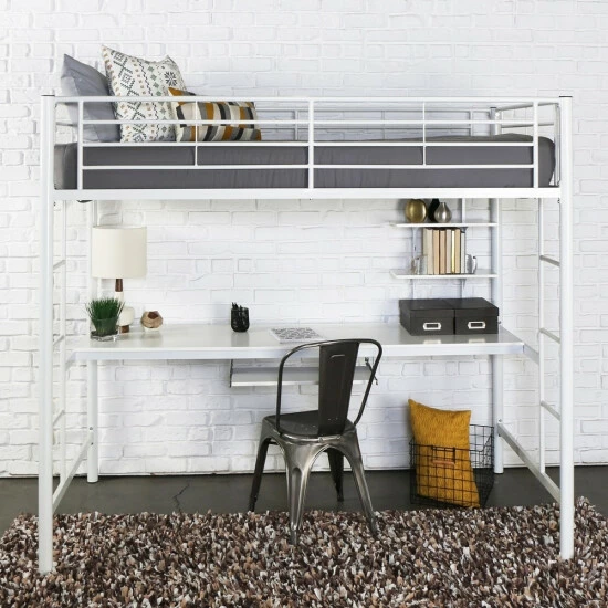 Best Sale ๐ฅ Middlebrook Designs Middlebrook Abner Twin Metal Loft Bed With Desk - White ๐ 4 Best Sale ๐ฅ Middlebrook Designs Middlebrook Abner Twin Metal Loft Bed With Desk - White ๐ - Image 2