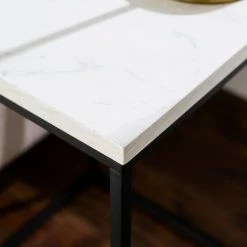 Best Pirce 😍 Middlebrook Designs Middlebrook Geller Square Modern Side Table White Faux Marble 🎁 -Middlebrook Sales unnamed file 950