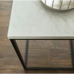 Best Pirce 😍 Middlebrook Designs Middlebrook Geller Square Modern Side Table White Faux Marble 🎁 -Middlebrook Sales unnamed file 951