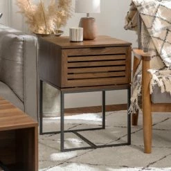 Promo ๐ฅ Middlebrook Designs Middlebrook Hilla 18-inch Slat Door Side Table Dark Walnut ๐