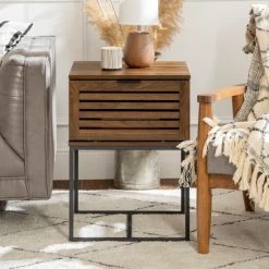 Alternative view of Promo 🔥 Middlebrook Designs Middlebrook Hilla 18-inch Slat Door Side Table Dark Walnut 🎉